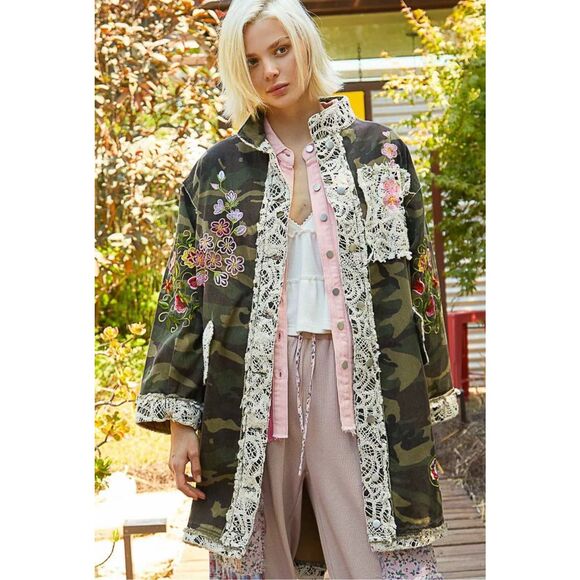 POL Open Front Camo & Floral Cardigan Size S - Picture 4 of 10